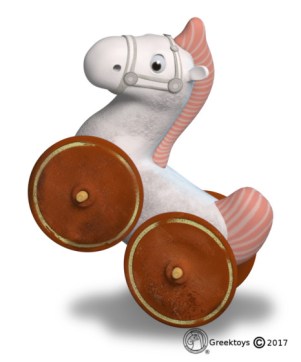 ancient horse toy on wheels